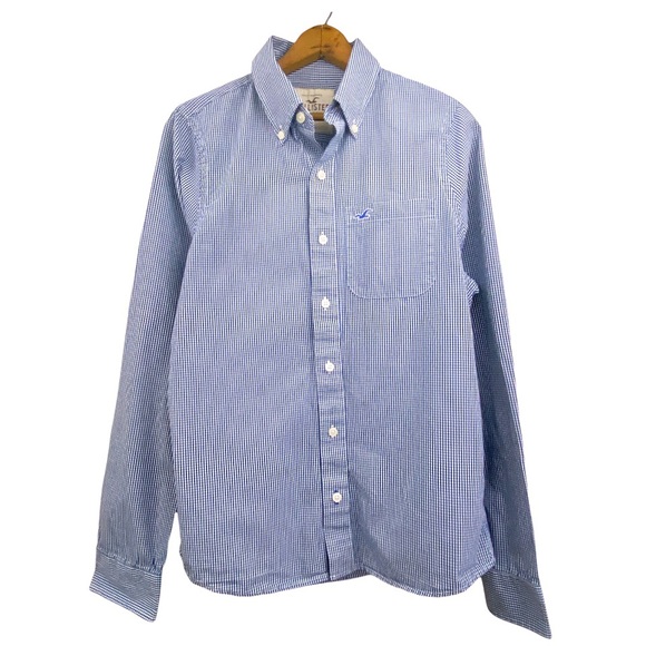 Hollister Blue Checkered Plaid Button Down Shirt Long Sleeve Checks Men’s M COPY - Picture 10 of 15
